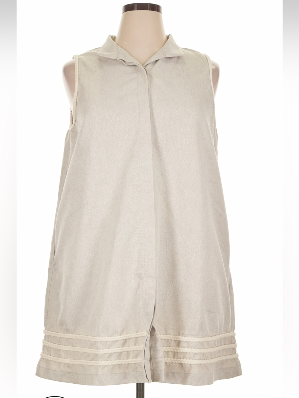 Tuckernuck Sleeveless Beige Charlie Dress with Braided Hem Detail Size XL
